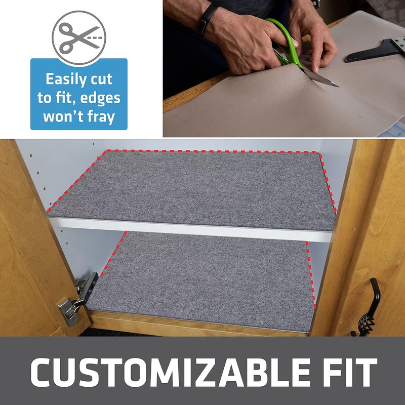 Dry Mate Premium Luxury Shelf & Drawer Liner, Thick Cushioned Fabric, Non-Adhesive, Absorbent, Waterproof, Slip-Resistant, Liners for Kitchen Cabinets, Cupboards (USA Made)(12”x59”)(2-Pack)(Light Grey) - Image 4